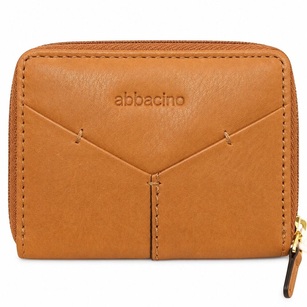 Abbacino Double Zip Wallet Tan New With Tags Accordion Card Coin Organizer NWT